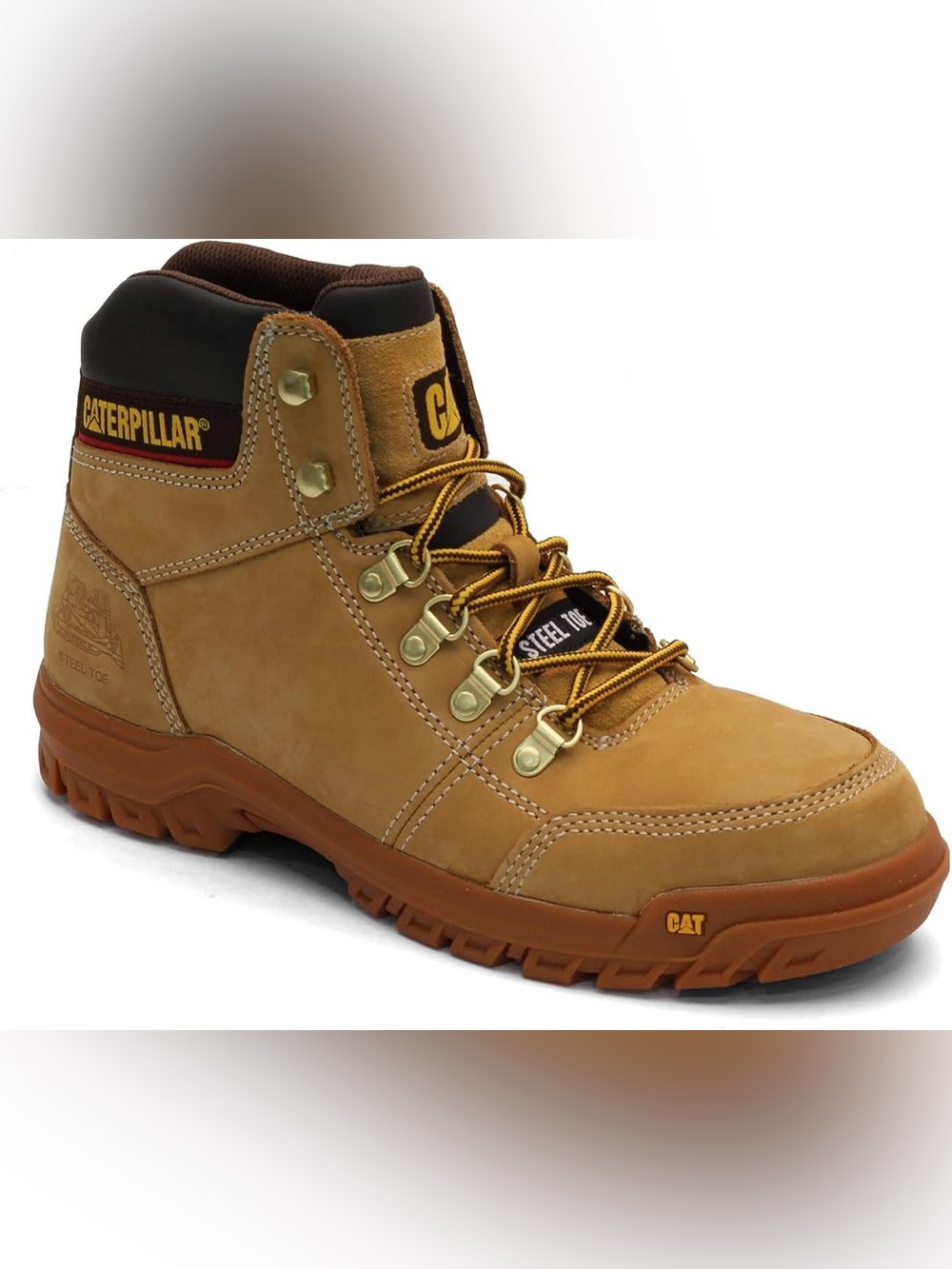 Caterpillar steel toe Wheat Work Boot with Brown Collar